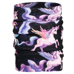 Fleecový nákrčník Yetti - vzor 42 - černá - jednorožci