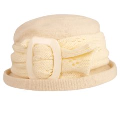 Dámský zimní vlněný klobouk - vzor 107 - krémová