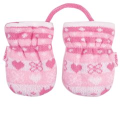 Kojenecké pletené rukavice - vzor 12 - světle růžová