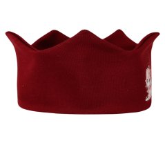 Dětská bavlněná čelenka korunka - vzor 044 - vínová - kočička s mašlí