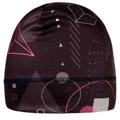Bruno - vzor 185 - černá/růžová - geometrie - čepice na jaro / podzim - DOPRODEJ