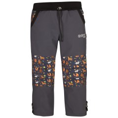 Kalhoty softshell - vzor 10 - tmavě šedá - lesní zvířátka