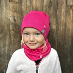 Set bavlněné čepice a nákrčníku Alan - vzor 05 - malinová