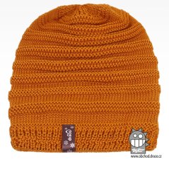 Merino pletená čepice Harmony - vzor 09 - hořčicová tmavá