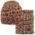 Merino pletená čepice a nákrčník Urban - vzor 27 - béžová / hnědá - leopard