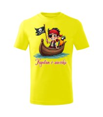 Dětské bavlněné tričko s potiskem - vzor 136 - citronová / Kapitán v zácviku