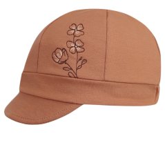 Dívčí bavlněný baret s kšiltem - vzor 07 - velbloudí hnědá