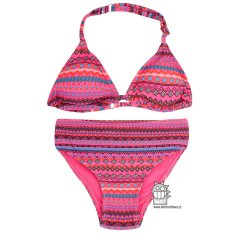 Dívčí dvoudílné  plavky - vzor 25 - růžová neon - boho vzor