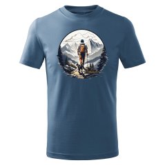 Dětské bavlněné tričko s potiskem - vzor 0122 - denim / turista