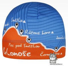 Čepice Bruno Krkonoše - vzor 008 - modrá / oranžová