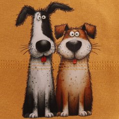 Spadlá bavlněná čepice Pepe - vzor 46 - tmavě hořčicová - pejsci kamarádi