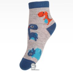 Bavlněné dětské ponožky - Milusie - vzor 001 - šedá - dino