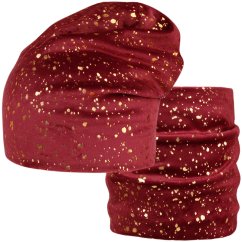 Spadlá čepice s nákrčníkem Velvet set - vzor 001 - bordó