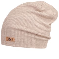 Spadlá čepice Rayon Rib - vzor 011 - béžová melír