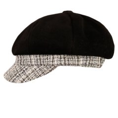 Dámský vlněný baret s kšiltem - vzor 28 - černá