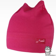 Bavlněná kojenecká čepice Čertík - vzor 21 - malinová