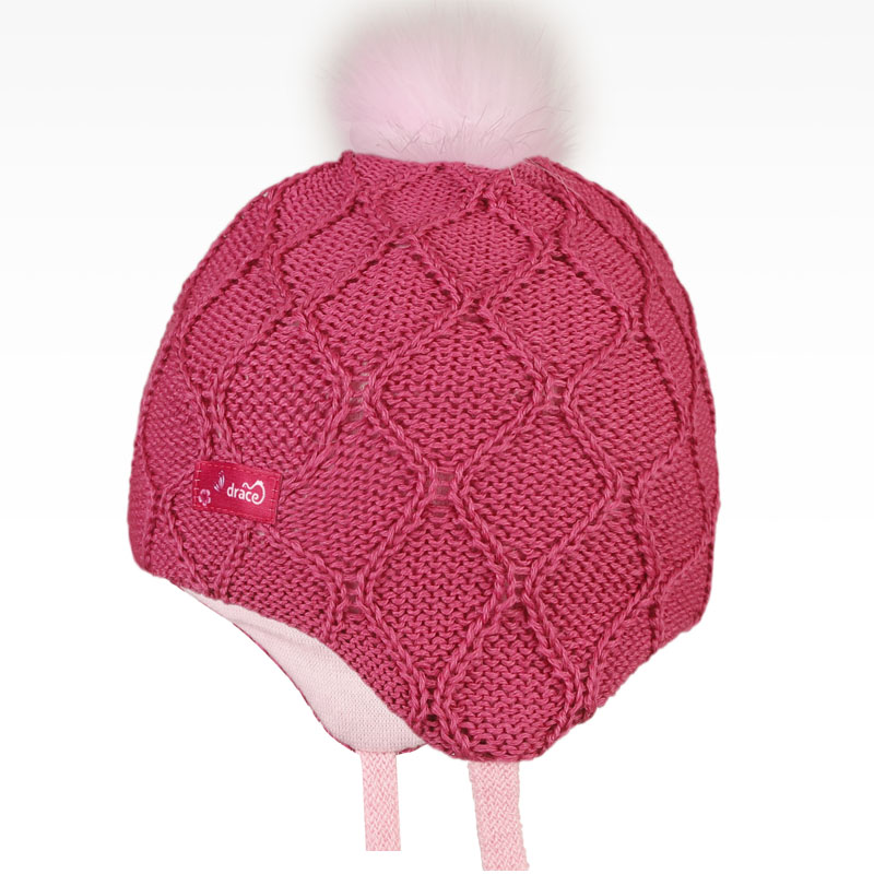 Merino pletená kojenecká laponka Vivo - vzor 02 - růžová