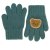 Dětské pletené prstové rukavice 2 - 4 roky - vzor 075 - zelenomodrá - medvídek