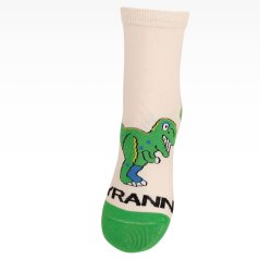 Dětské bavlněné ponožky - vzor 164 - krémová - dinosaurus