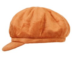 Dámský baret s kšiltem / imitace broušené kůže - vzor 43 - velbloudí hnědá