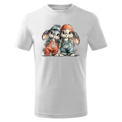 Dětské bavlněné tričko s potiskem - vzor 0236 - králičí kamarádi