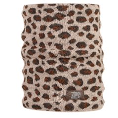 Merino pletený nákrčník Urban - vzor 19 - světle hnědá / šedá- leopard