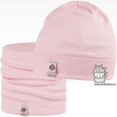 Set bavlněné čepice a nákrčníku Alan - vzor 01 - světle růžová