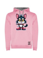 Dětská mikina s kapucí Urban - vzor 016 - růžová / Kocourek