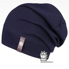 Spadlá bavlněná čepice Alan - vzor 09 - tmavě modrá