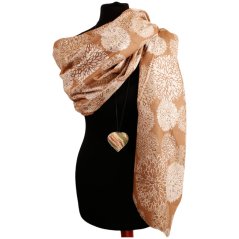 Dámská elegantní šála - vzor 008 - béžové - květiny