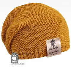 Pletená čepice Colors - vzor 13 - tmavá hořčicová