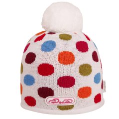 Zimní pletená čepice  - AKCE / DOPRODEJ - vzor 242 - bílá - puntík