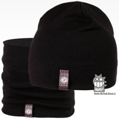 Set bavlněné čepice a nákrčníku Alan - vzor 10 - černá