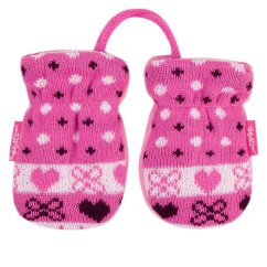 Kojenecké pletené rukavice - vzor 11 - růžová