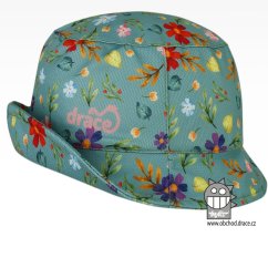 Funkční vzdušný letní klobouk Florida - vzor 38 zelenomodrá- kytky