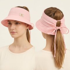 Letní mušelínový klobouk Ponytail - vzor 03 - meruňková