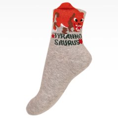 Dětské bavlněné ponožky - vzor 182 - šedá - dinosaurus