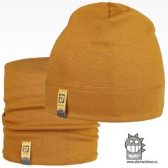 Set bavlněné čepice a nákrčníku Alan - vzor 23 - jantarová