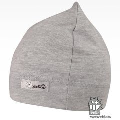 Bavlněná kojenecká čepice Čertík - vzor 03 - šedá