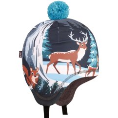 Dětská zimní funkční laponka Polárka - vzor 49 - tmavě modrá - zvířátka v lese