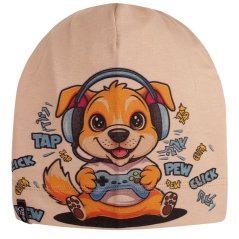 Bavlněná čepice Polo - vzor 109 - cappuccino - pejsek