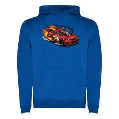 Dětská mikina s kapucí Urban - vzor 0032 - modrá/závodní auto