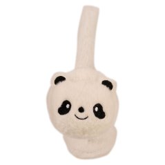 Zimní chlupaté klapky na uši - vzor 08 - bílá - panda