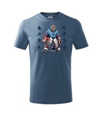 Dětské bavlněné tričko s potiskem - vzor 180 - denim / Hokej