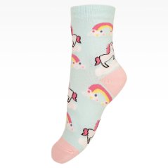 Dětské bavlněné ponožky - vzor 188 - mentolová - jednorožec