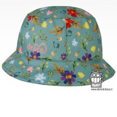 Funkční vzdušný letní klobouk Florida - vzor 38 zelenomodrá- kytky