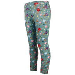Dětské legíny Silky - vzor 02 - modrozelená - kytičky