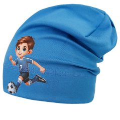 Spadlá bavlněná čepice Pepe - vzor 49 - modrá oceán - fotbalista