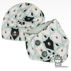 Bavlněný nákrčník s knoflíky - vzor 09 - světle modrá, medvědi