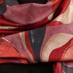 Dámská elegantní šála - vzor 004 - bordó - listy